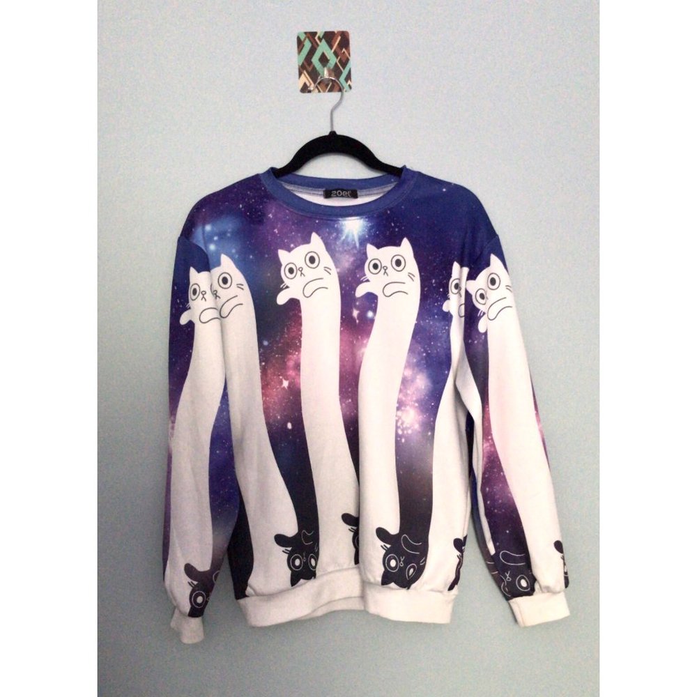 Cute Galaxy Print Cat Pull-over/Sweater